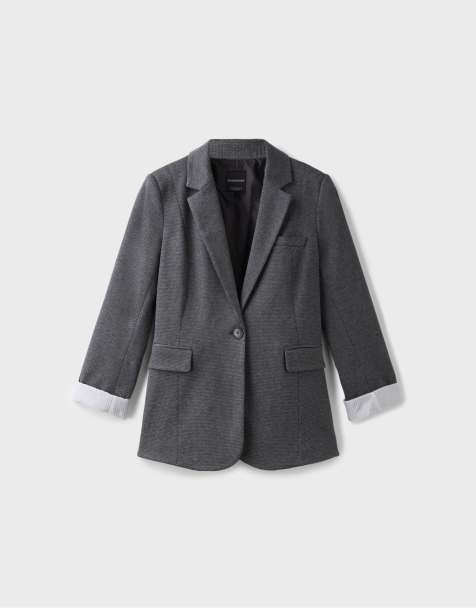 Stradivarius Regular fit houndstooth blazer in grey - view 1