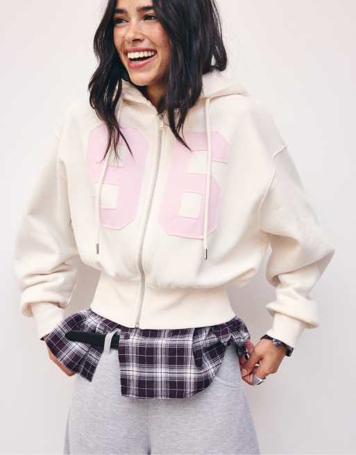 Stradivarius regular sweatshirt med print i beige, 2 af 4