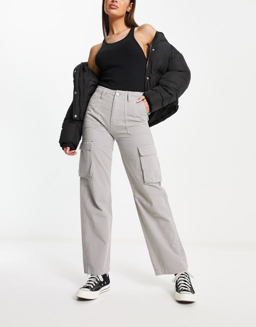 Stradivarius relaxed cargo trouser in light grey ASOS
