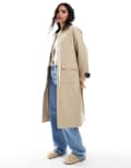 [Stradivarius] Stradivarius relaxed parka jacket in beige-Neutral M BEIGE