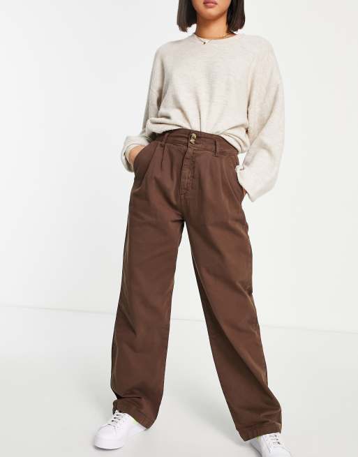 Stradivarius relaxed trousers in brown