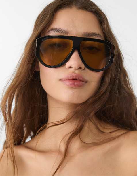 Stradivarius resin sunglasses in black - view 1