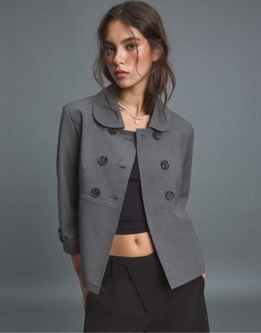 Stradivarius Retro blazer in grey, 5 of 7