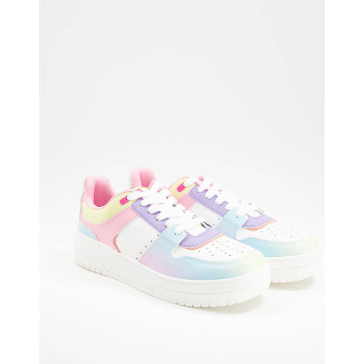 Stradivarius retro colourblock sports trainer in multi