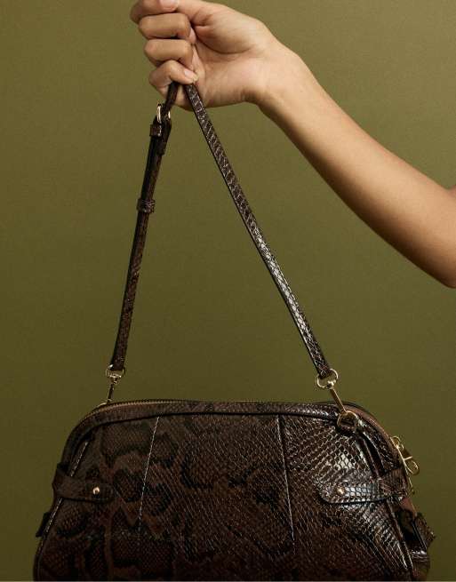 Stradivarius Retro crossbody-taske i brun, 2 af 4