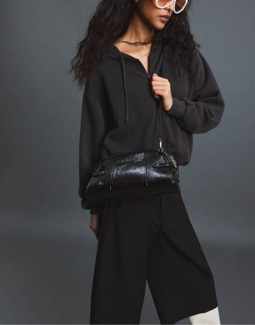 Stradivarius Retro crossbody-taske i sort, 2 af 4