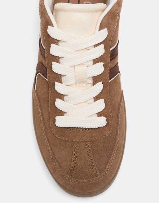 Stradivarius retro sneakers i læder i brun, 3 af 4