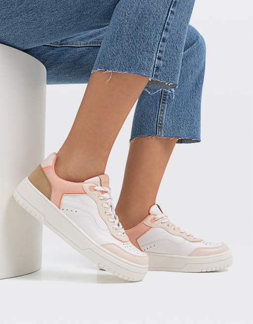 Stradivarius retro sneakers in pink colour block