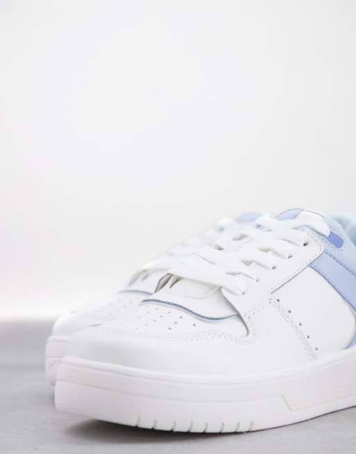 Stradivarius retro sports sneakers in blue and white