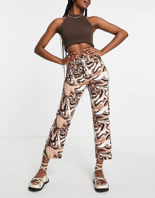 Stradivarius retro wave printed trousers 