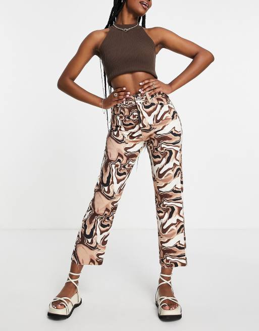 Stradivarius retro wave printed trousers 