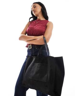 Stradivarius Reversible Tote Bag In Black