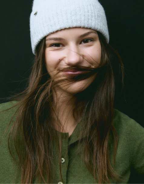 Stradivarius Ribbed cap with plate in grey melange - view 1