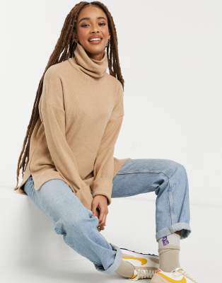 roll neck beige jumper