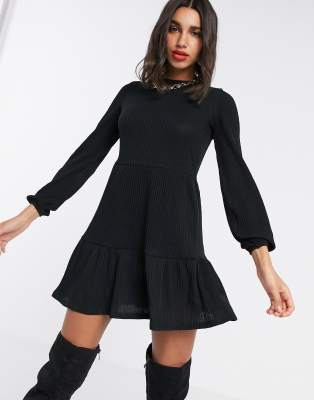 black tiered mini dress