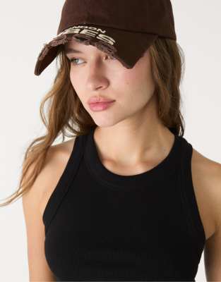 Stradivarius ribbed vest top in black - view 1