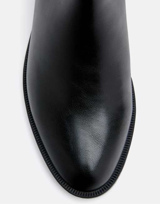 Stradivarius Riding over the knee boots in black, 3 of 4