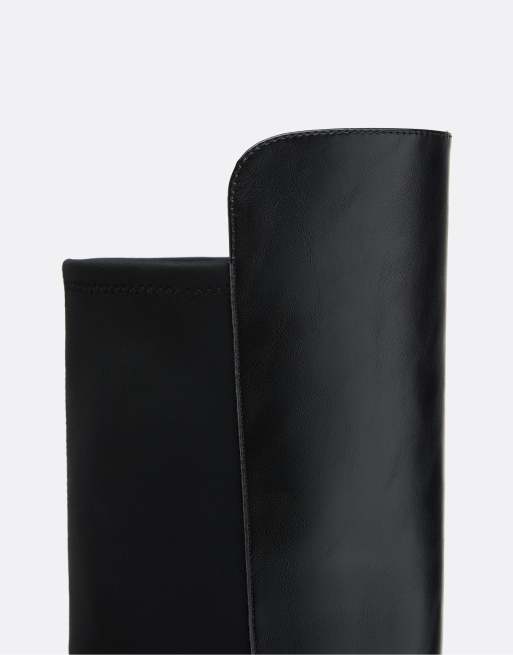 Stradivarius Riding over the knee boots in black, 4 of 4
