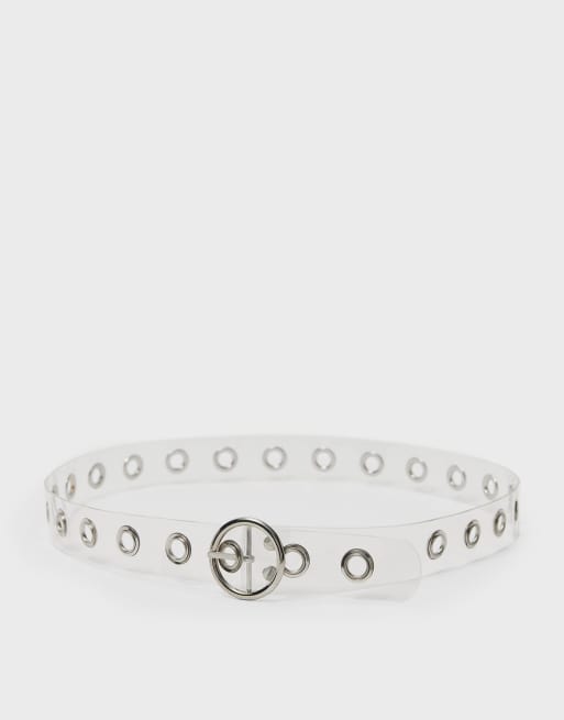 Stradivarius - Riem met oogjes en ronde gesp in transparant