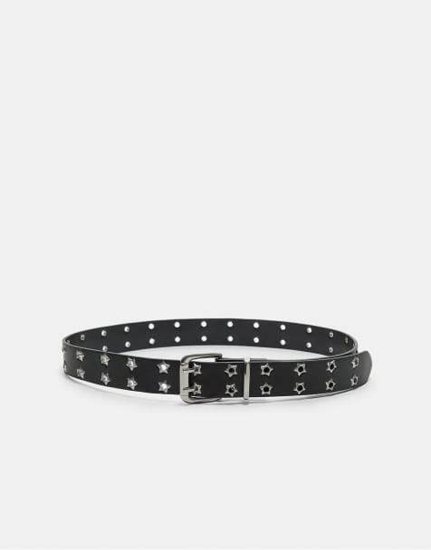 Stradivarius - Riem met sterrenstuds in zwart - view 1