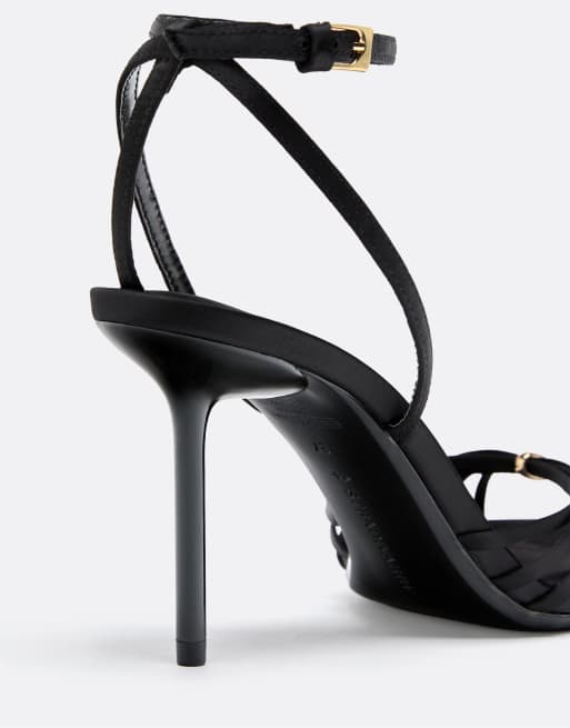 Stradivarius Riemchensandalen mit Absatz in Schwarz, 4 von 4