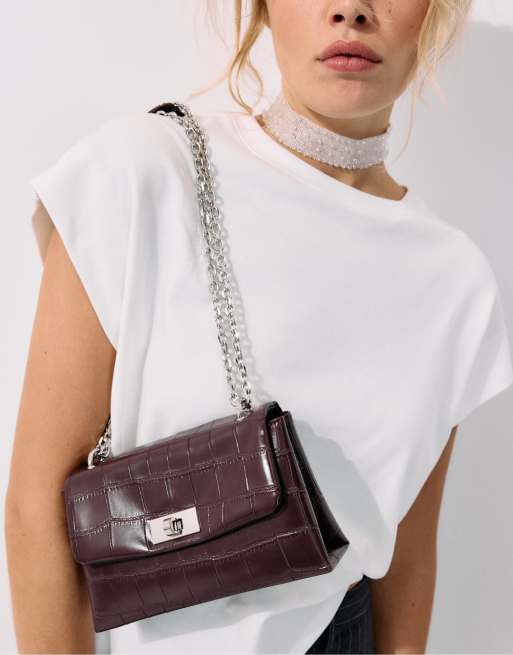 Stradivarius rigid crossbody-taske i burgundy, 2 af 4