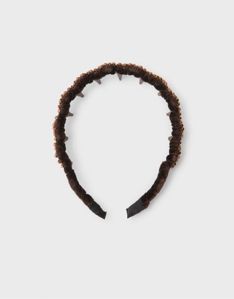 Stradivarius Rigid headband with shimmery detail in brown - view 1