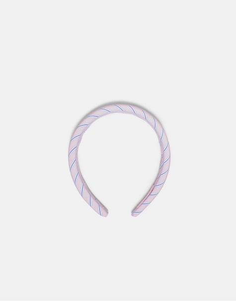 Stradivarius Rigid striped headband in pastel pink - view 1