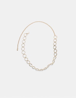Stradivarius - Ringgürtel aus Metall in Goldoptik-Gelb