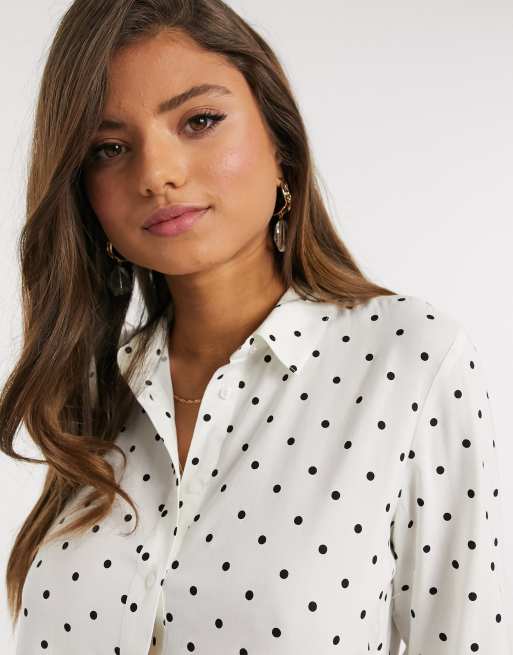 Chemise blanche a discount pois