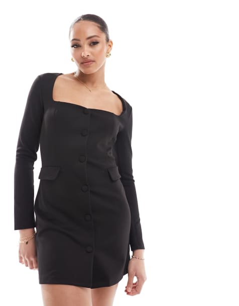 Stradivarius - Robe courte ajustée - Noir - view 1