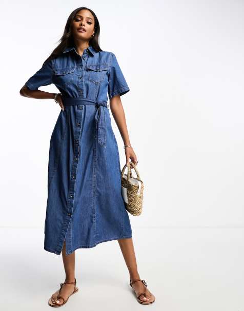 Robe en discount jean manches courtes