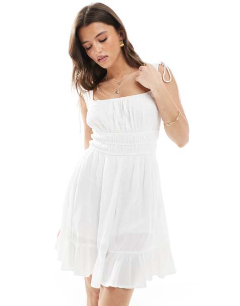 Stradivarius - Robe fluide à volants - Blanc - view 1