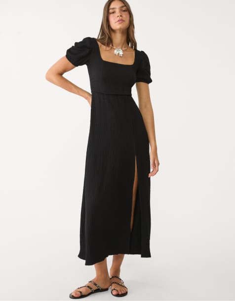 Stradivarius - Robe longue avec laçage au dos - Noir - view 1