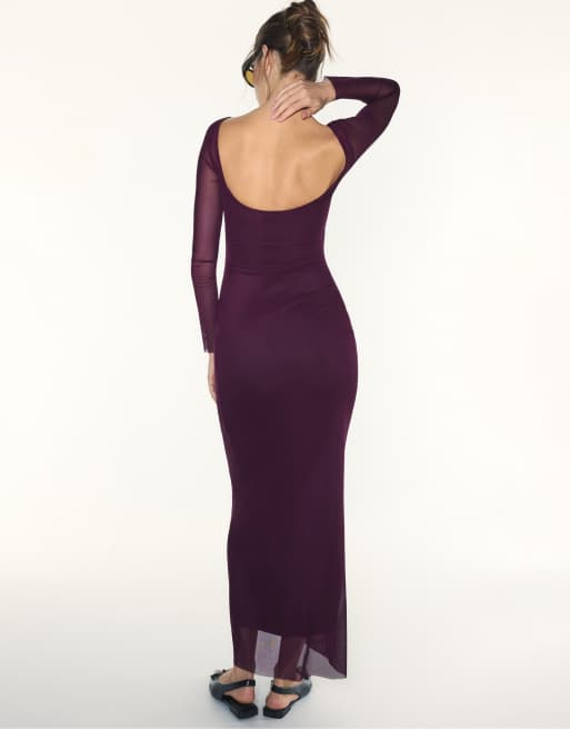 Stradivarius Robe mi-longue à dos nu violette, 3 de 7