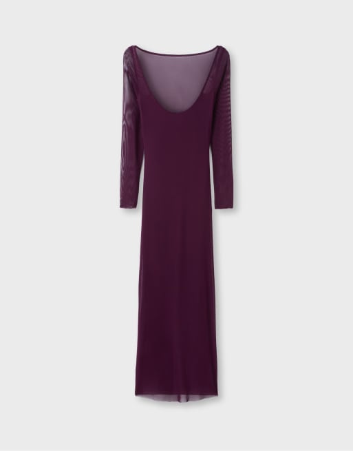 Stradivarius Robe mi-longue à dos nu violette, 7 de 7