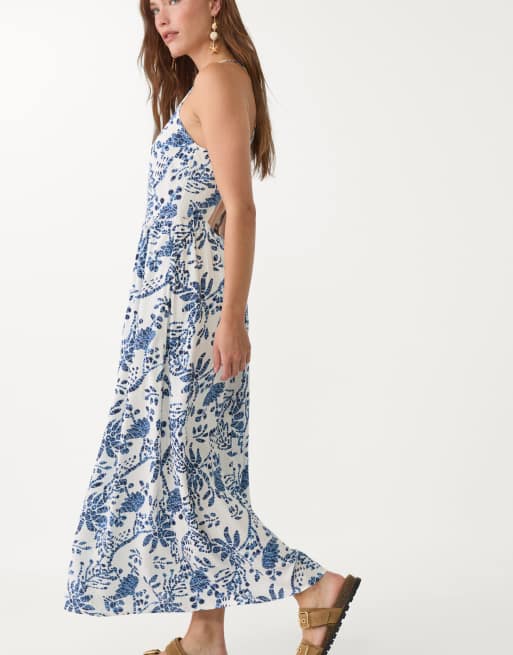 Stradivarius - Robe mi-longue à dos ouvert - Bleu roi, 3 de 4