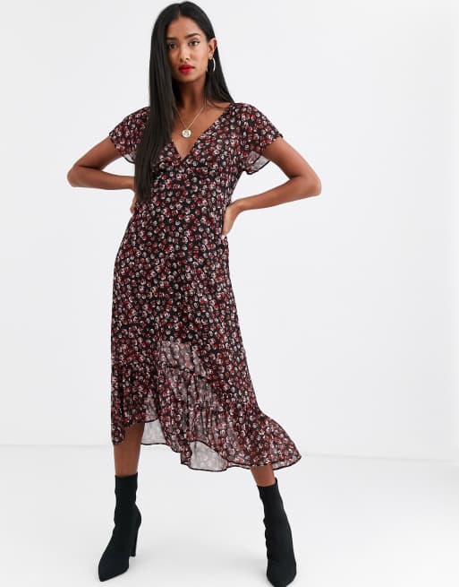 Stradivarius Robe mi longue fleurs