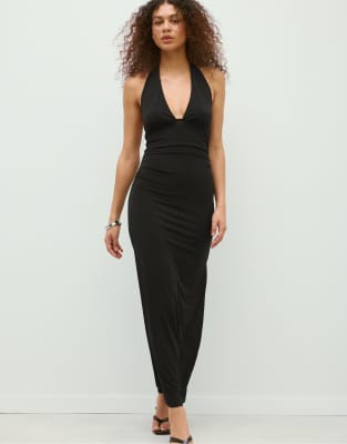 Robe mi-longue dos nu - Noir L