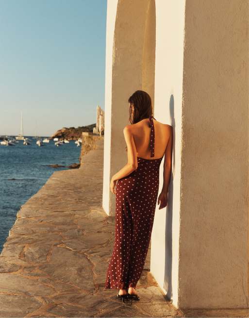 Stradivarius - Robe mi-longue dos nu - Violet, 3 de 7