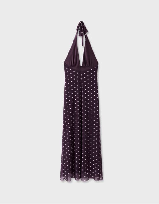 Stradivarius - Robe mi-longue dos nu - Violet, 7 de 7