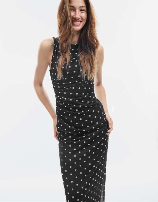 Stradivarius - Robe mi-longue sans manches en tulle - Noir, 2 de 4