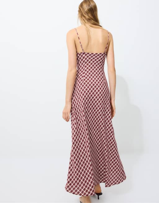 Stradivarius robe midi vichy violette, 3 de 7