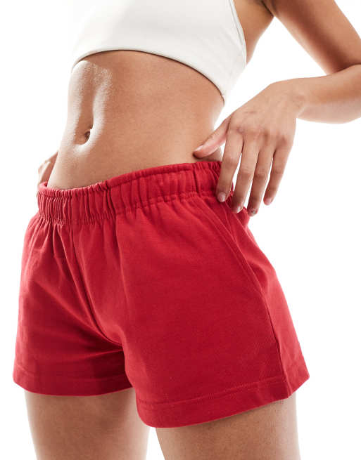Stradivarius – Röda jersey-shorts