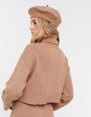 Stradivarius Roll Neck Lounge Sweater In Brown