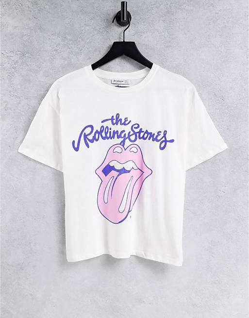 Stradivarius Rolling Stones tshirt in white