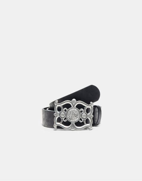 Stradivarius Romantic buckle belt in black - view 1