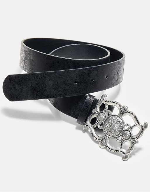 Stradivarius romantischer Gürtel mit Schnalle in Schwarz, 4 von 4