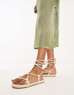 Stradivarius Rope Sandal In Beige-neutral