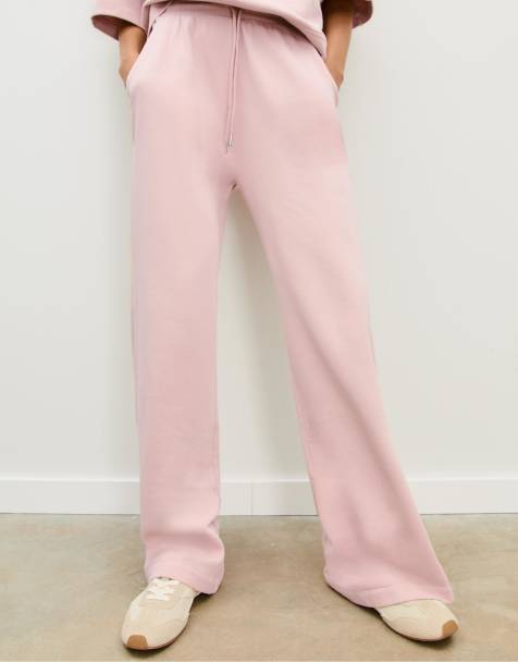 Stradivarius – Rosa, blekta mjukisbyxor med rak passform - view 1